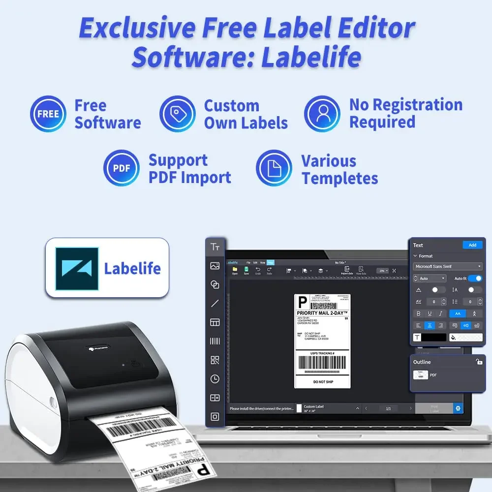 Wireless Bluethooth Shipping P - Commercial Label Printing Machine recension och pris