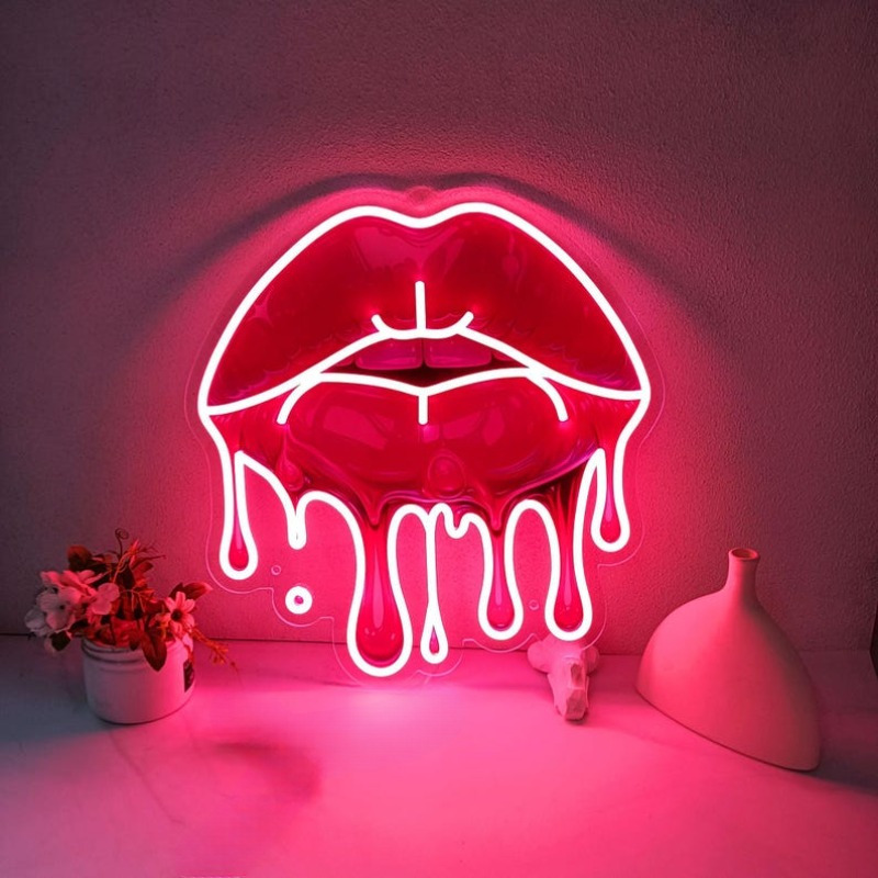 Melting Lips UV Printed Neon S - Commercial Uv Printing recension och pris