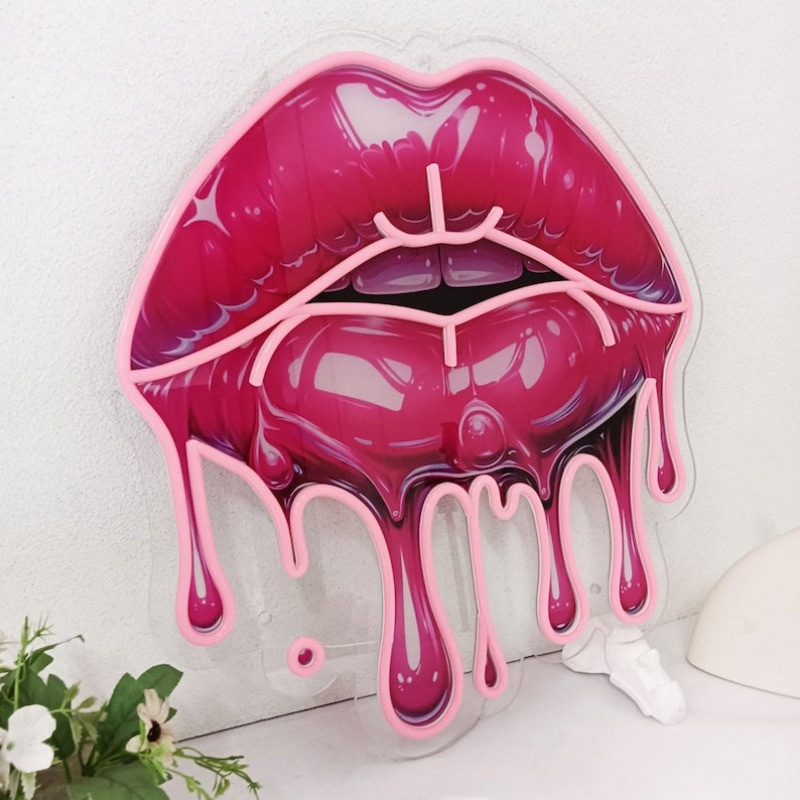 Melting Lips UV Printed Neon S - Commercial Uv Printing recension och pris
