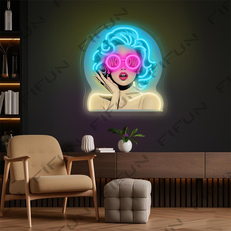 WOW Curl Girl Neon Sign UV Pri - Commercial Uv Printing recension och pris